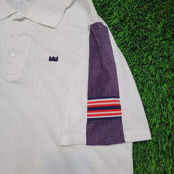 VTG 80s Kings Road Polo Tennis Shirt Mens M Color Block Textured - Picture 3 of 11